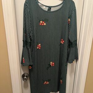 Green Striped Floral Dress